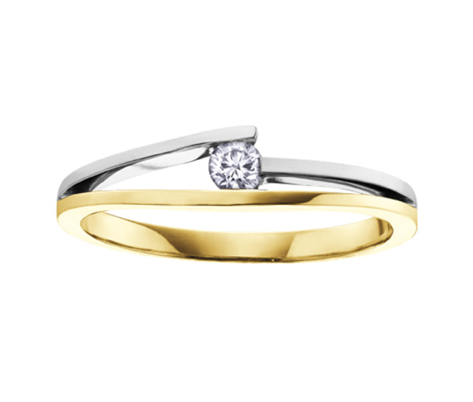 BAGUE EN OR SERTIE D'UN DIAMANT CANADIEN - CR AM127Y - DIAMANT CANADIEN