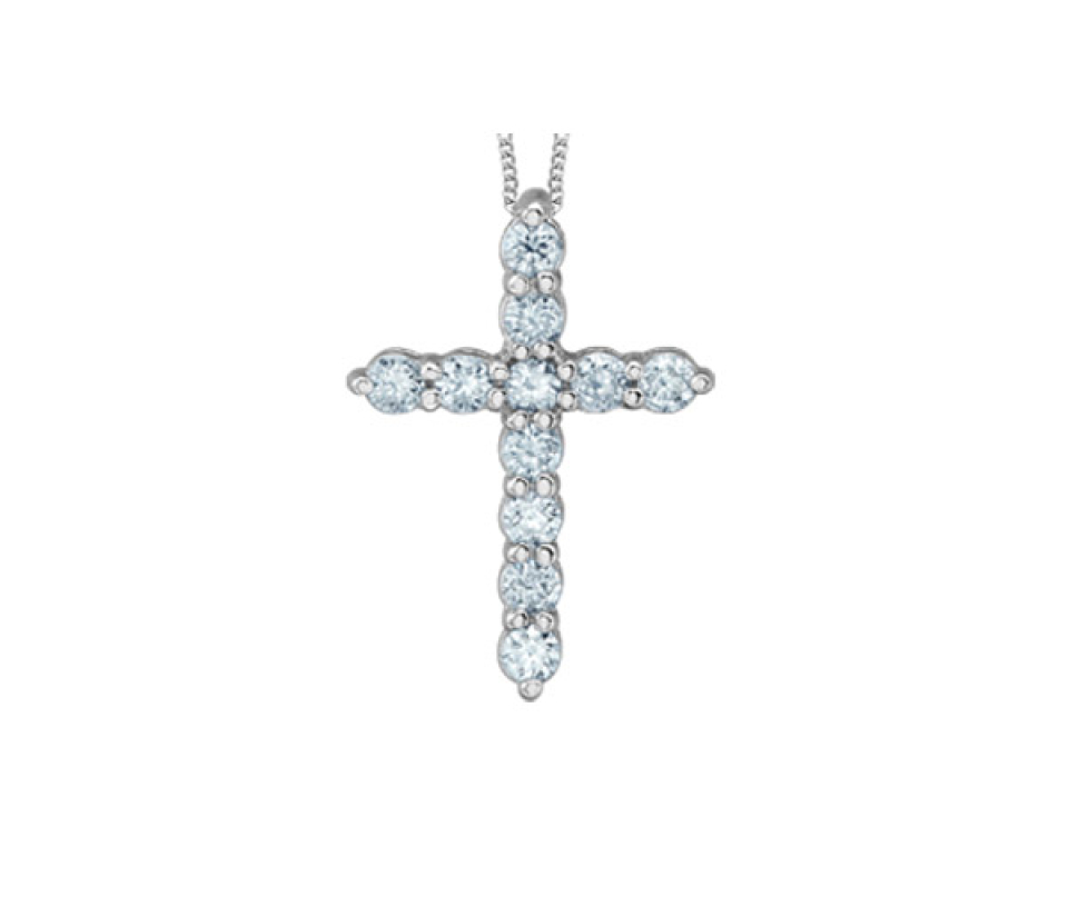 PENDENTIF CROIIX EN OR BLANC SERTI DE DIAMANTS DE LABORATOIRE - CR 70033 - BIJOUX CANADIEN