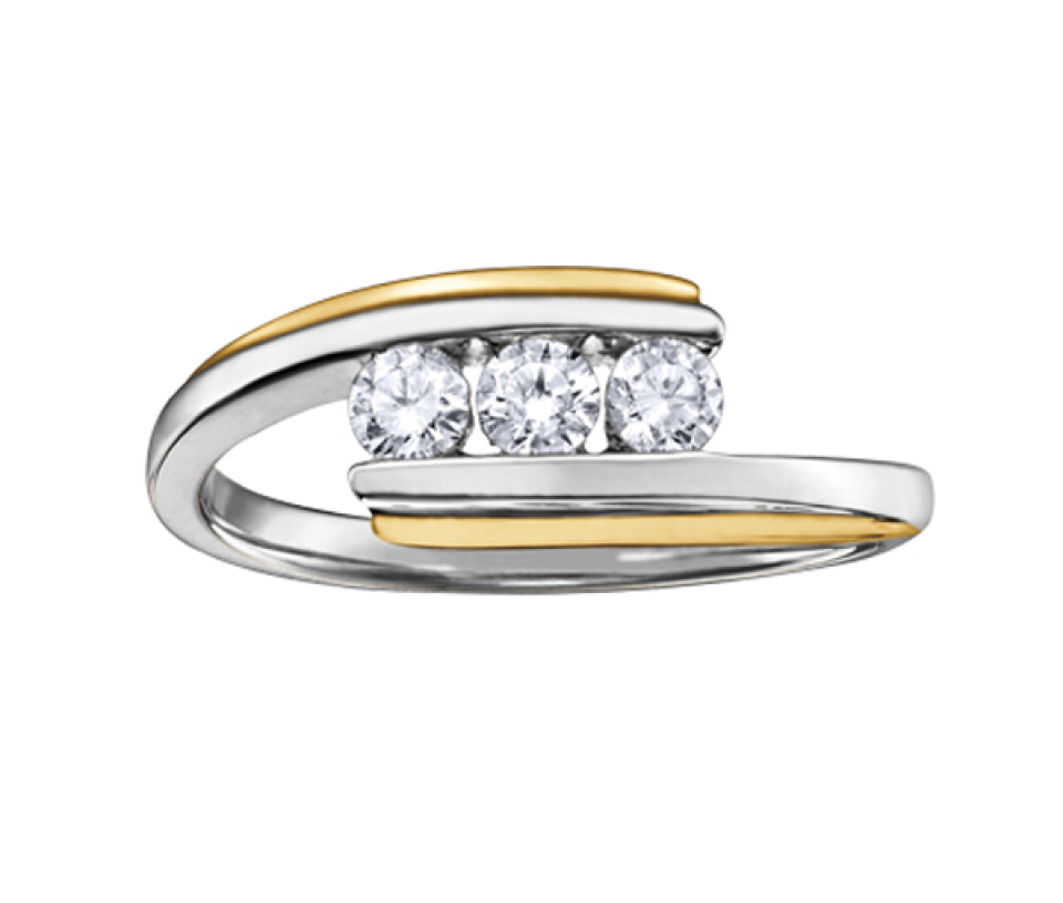 BAGUE EN OR 2 TONS SERTIE DE DIAMANTS CANADIENS - CR AM202Y - DIAMANT CANADIEN