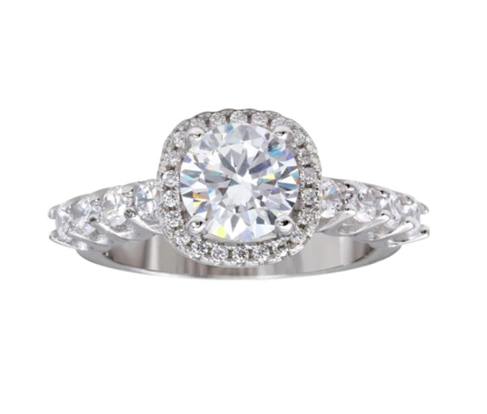 BAGUE EN ARGENT RHODIÉ SERTIE DE CUBIQUES ZIRCONIAS - SP BGR01229/5 - BIJOUX D'IMPORTATION