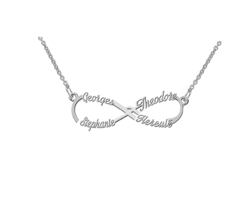 COLLIER INFINI 2 À 4 NOMS PERSONNALISÉS EN ARGENT OU EN OR - PG 60398W10/4 - PERSONALIZED GEM