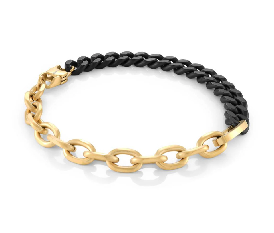 BRACELET EN ACIER/PVD OR/PVD NOIR À MAILLE ROLO/GOURMETTE - IG SMB779GO8.5 - ITALGEM