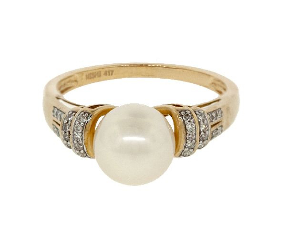 BAGUE 10K P.EAU DOUCE 8.5MM 30=0,10 DIAM - CG RF16675 - PERLE D'IMPORTATION