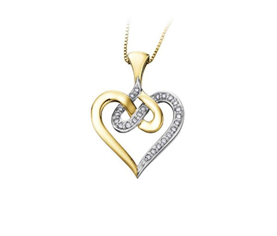 PENDENTIF COEUR AJOURÉ EN OR 2 TONS SERTI DE DIAMANTS - CR DD2316 - BIJOUX CANADIEN