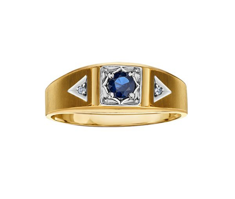 BAGUE EN OR 2 TONS SERTIE D'UN SAPHIR ET DE DIAMANTS - CR DD7770 - BIJOUX CANADIEN