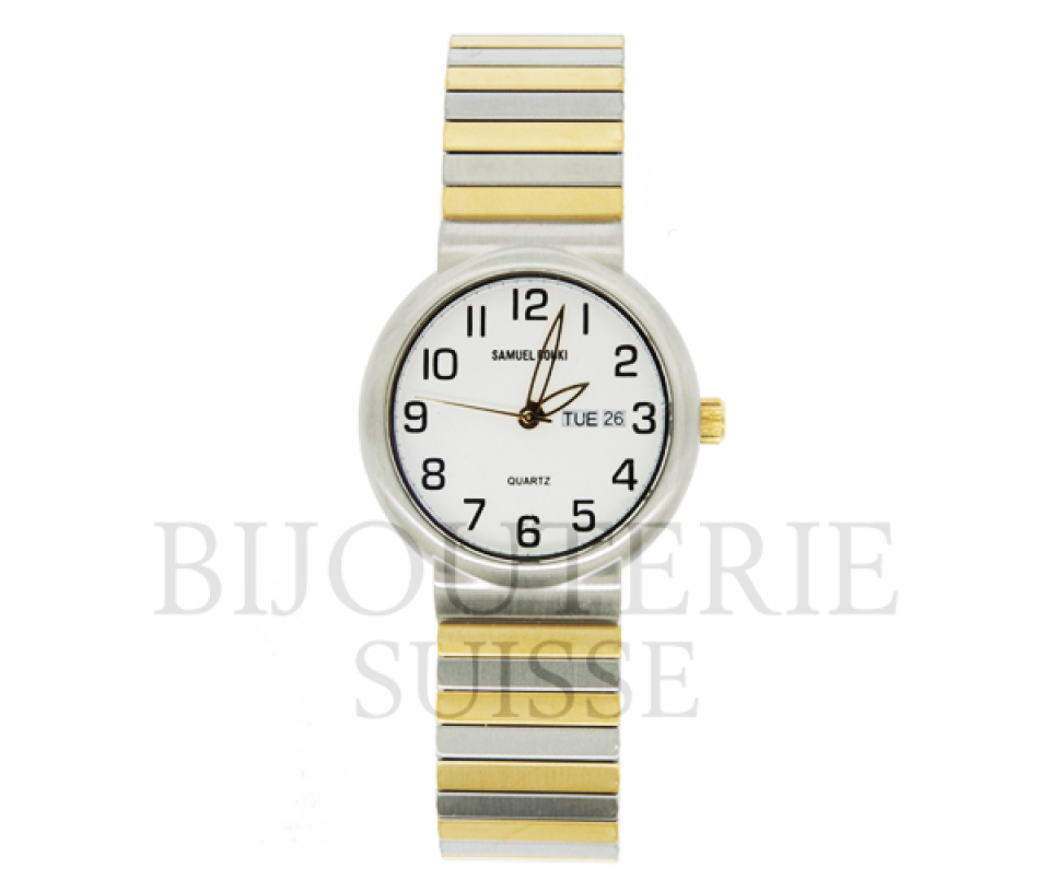MONTRE SAMUEL BOUKI EN ACIER/PVD OR 2 TONS AVEC BRACELET EXTENSIBLE - DI 2611M - SAMUEL BOUKI