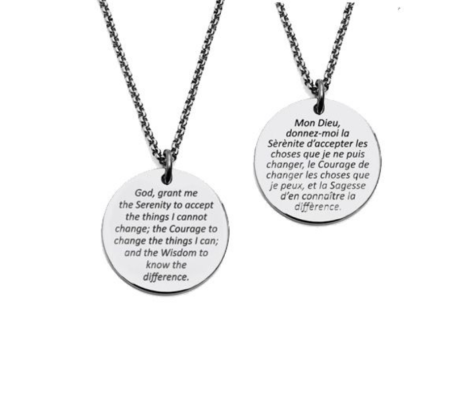 PENDENTIF ACIER PRIÈRE SÉRÉNITÉ 20+2'' - PJ T3XC430120 - STEELX