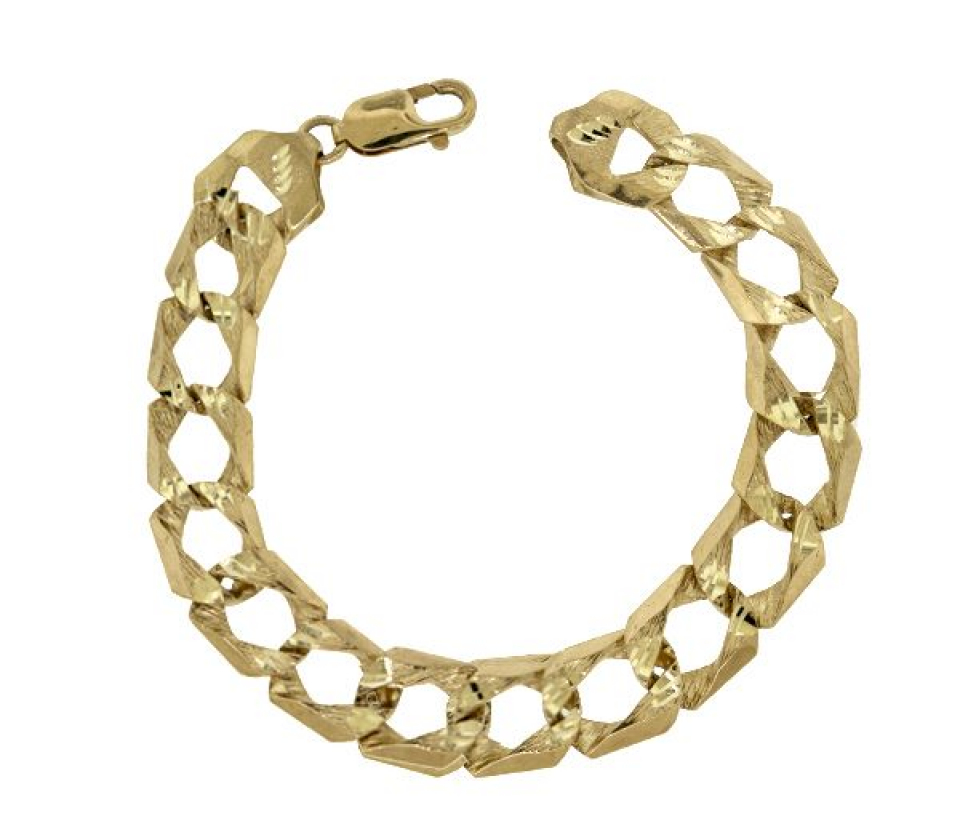 BRACELET EN OR JAUNE À MAILLE GOURMETTE TAILLÉE DIAMANT - S ABR68A 08 - BIJOUX D'IMPORTATION