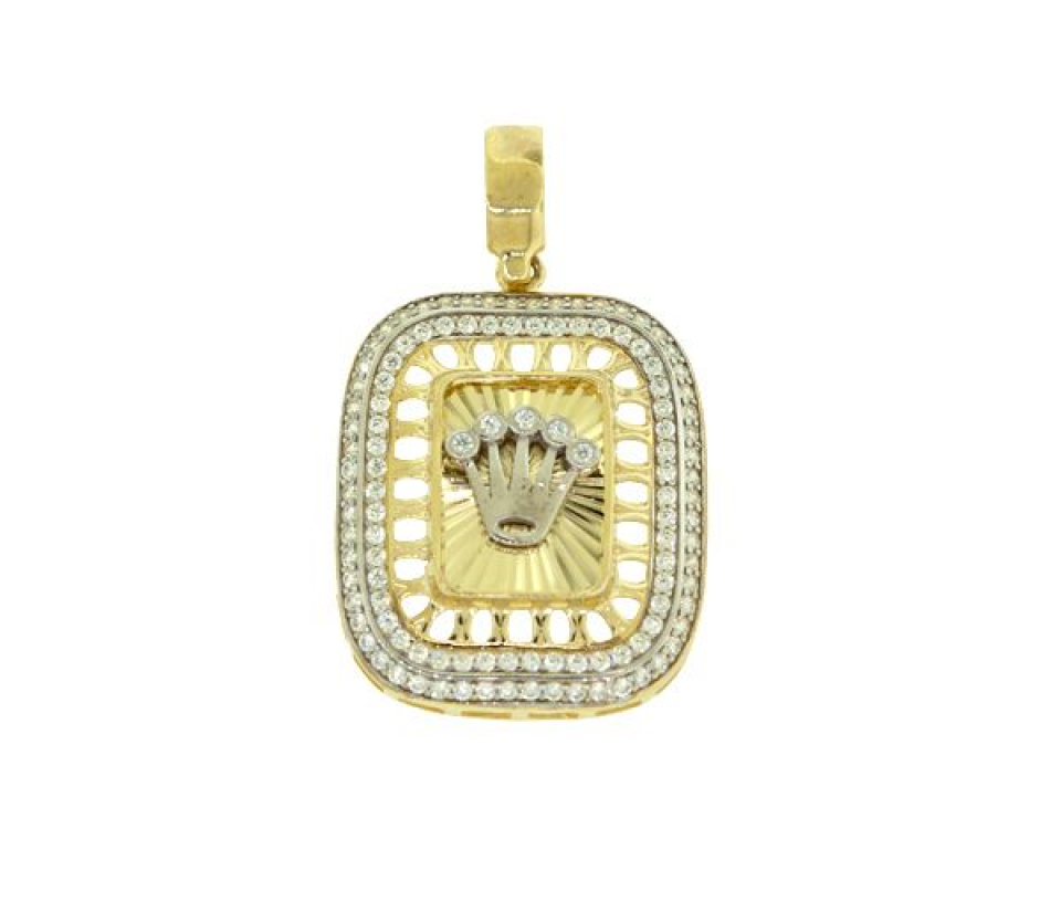 PENDENTIF "ROLEX" 10K 2T CZ 24X40MM - S PEN 91 - BIJOUX D'IMPORTATION
