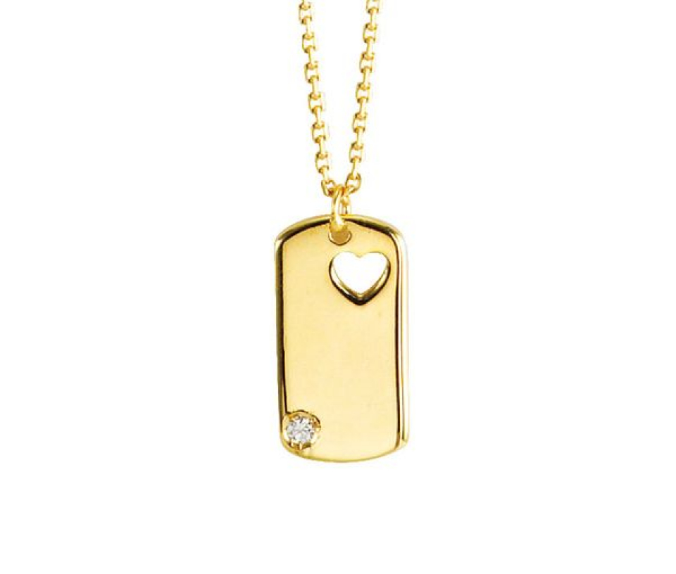 COLLIER 10K IDENTITÉ COEUR 0,015 CT 18 - SY 3416 - BIJOUX D'IMPORTATION