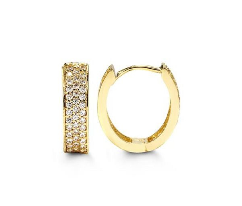 BOUCLES HUGGIES 10K CZ 3.4MM 13MM - SY 6055 - BIJOUX D'IMPORTATION