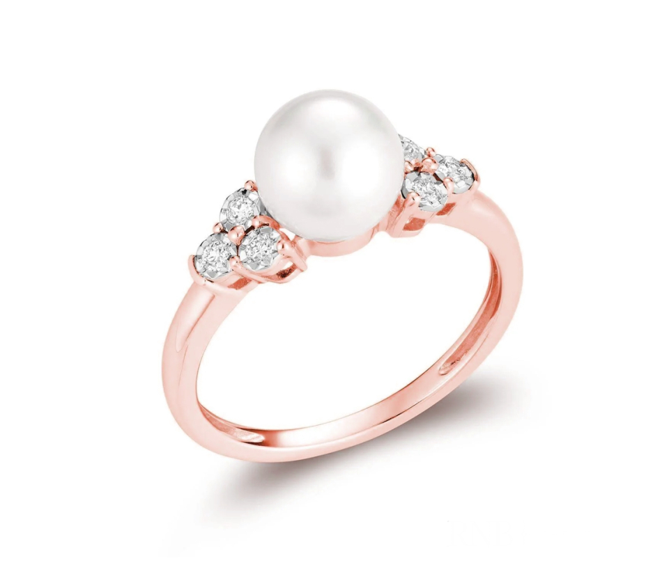 BAGUE ILLUSION EN OR 2 TONS OU TOUT BLANC SERTIE D'UNE PERLE DE CULTURE ET DE DIAMANTS - BR 020410GMRP - R.N.B.