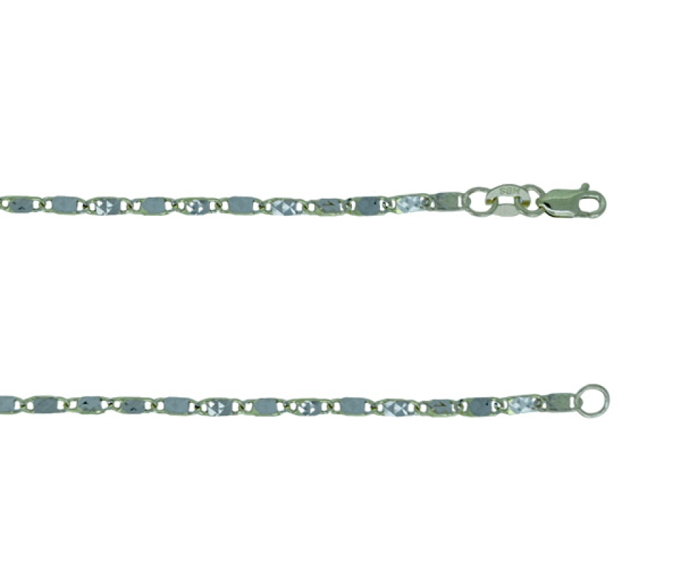 CHAINE DE CHEVILLE EN OR À MAILLE PLAQUES TAILLÉES DIAMANT - MB LPXD2W10 - BIJOUX D'IMPORTATION