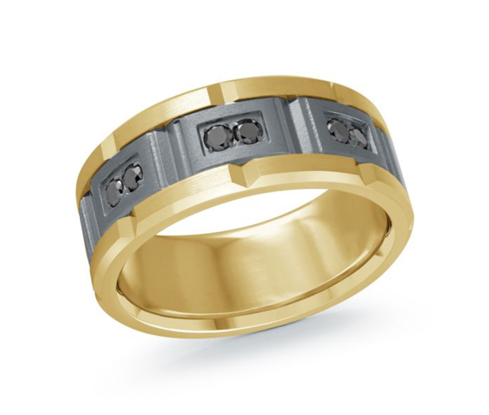 JONC EN TANTALE ET OR 14K SERTI DE DIAMANTS BLANCS OU NOIRS - ML MRDTN54YB - MALO 