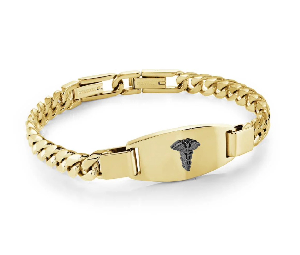BRACELET MÉDICAL EN ACIER OU ACIER/PVD OR - IG SMAB51GO - ITALGEM