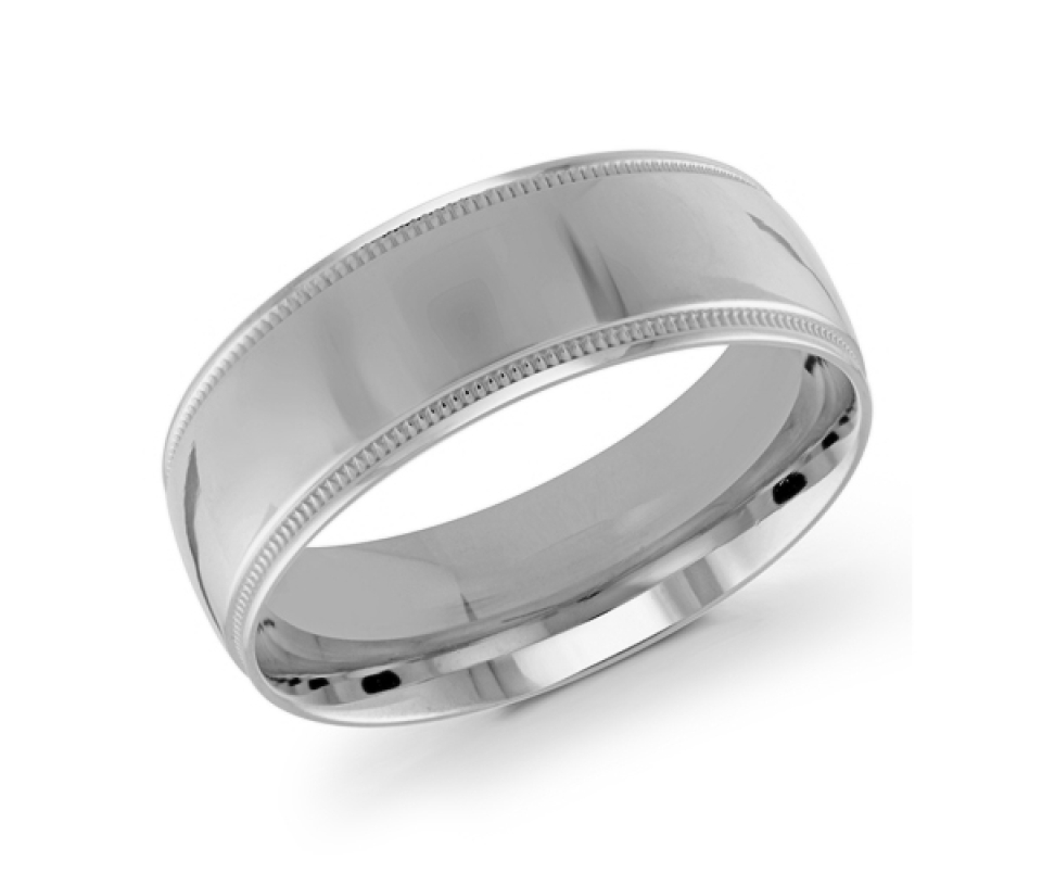 JONC EN OR 8MM DE LARGEUR AVEC MOTIF MILGRAIN SUR LES CÔTÉS - ML J102/8WL10 - MALO 