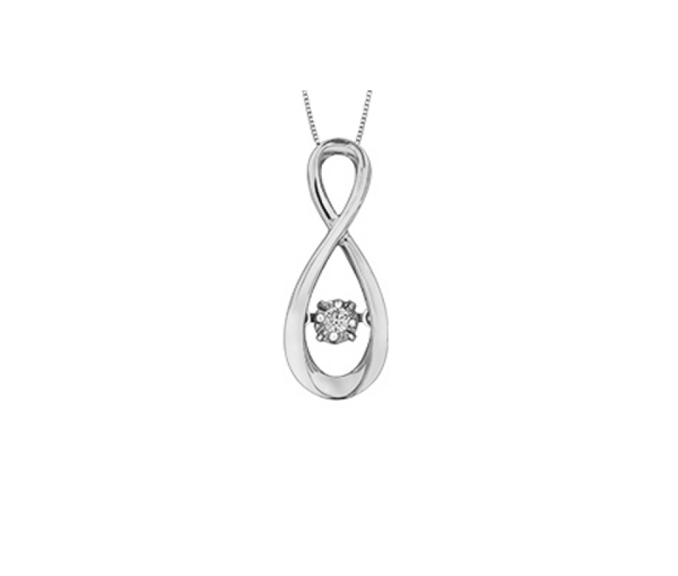 PENDENTIF INFINI EN OR 10K SERTI D'UN DIAMANT DANSANT - CR DX736W - BIJOUX CANADIEN