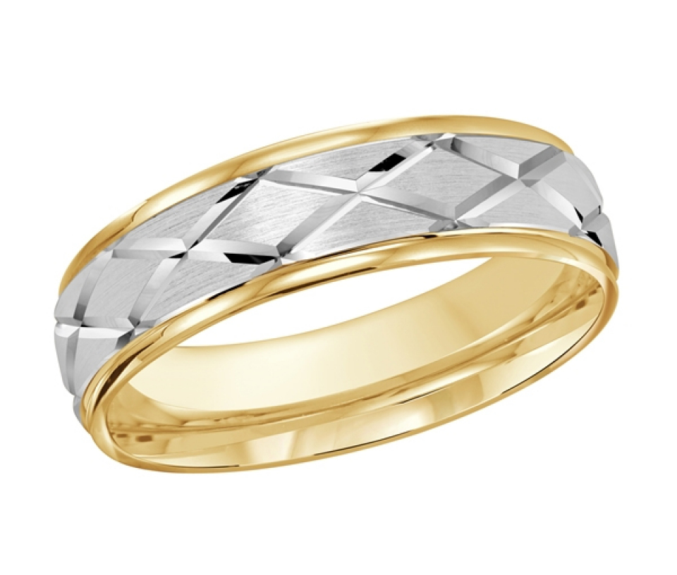 JONC EN OR 10K AVEC TAILLE DIAMANT À MOTIF EN X - ML FT111/6YW - MALO 