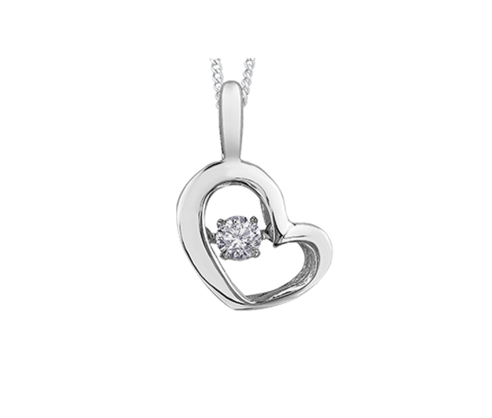 PENDENTIF COEUR AJOURÉ EN OR SERTI D'UN DIAMANT DANSANT - CR DX639W05 - BIJOUX CANADIEN